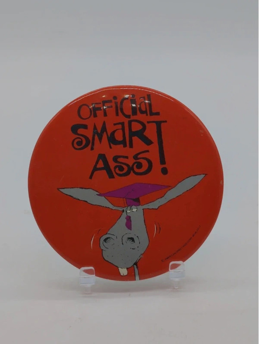 Vintage 1979 Hi Brows American Greetings Official Smart Ass Pinback Button 3.5"